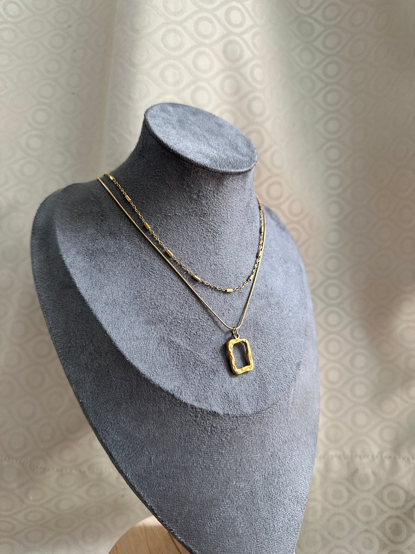 Rectangle Drop Double Layered Chain