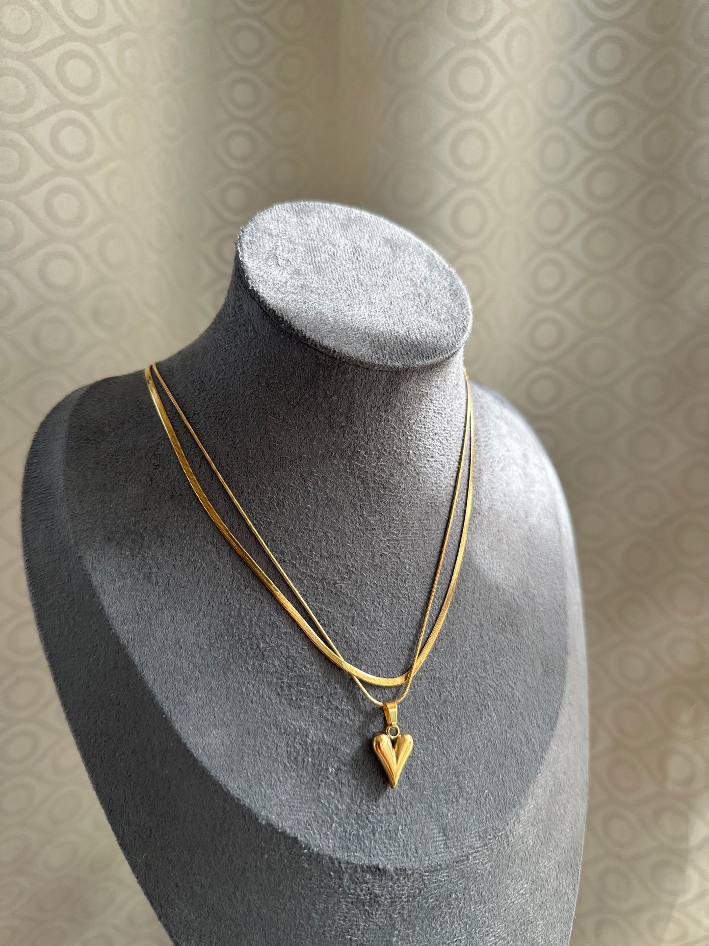 Heart themed double layered chain